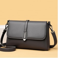 New women's bag Small Square Women's 2024 Fashion Soft Leather Flap Solid Color Single Shoulder Crossbody Bag