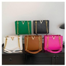 Elegant High-Waist PU Lined Tote Bag with Simple Chain Strap