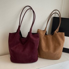 Personalized New Trend Cow Leather Woman Handbag Luxury Thick Suede Leather Underarm Shoulder Casual Tote Lady Soft Bucket