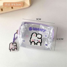 Transparent Coin Purses Lovely Keychain Jelly Wallet Clear Bags Women's Mini Pouch Kids Cartoon Design PVC Zipper Short Wallets