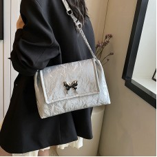 Butterfly Embellished Ladies Underarm Bag Double chain Tote PU Women Large capacity shoulder bags